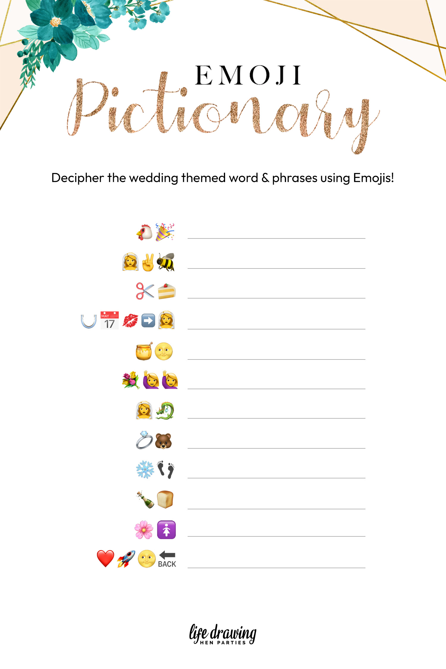 Classy Hen Party Games - Emoji Pictionary Game