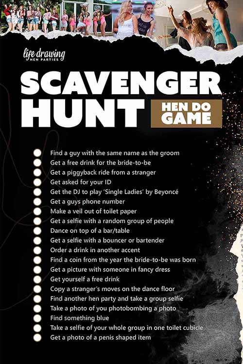 Hen Party Scavenger Hunt Hen Party Scavenger Hunt